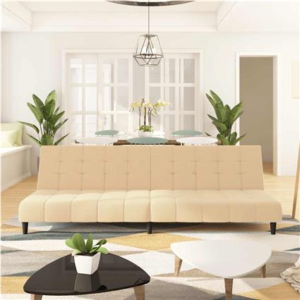 vidaXL Sofá-cama de 2 lugares veludo cor creme
