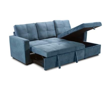 Sofá cama com baú e chaise longue