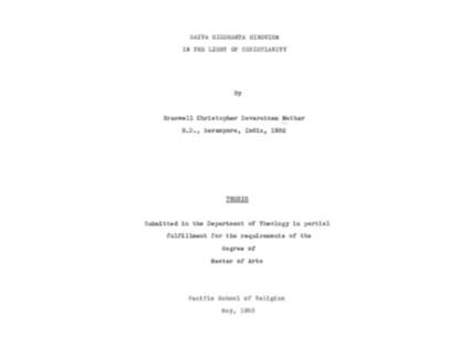 Livro Saiva Siddhanta Hinduism in the Light of Christianity de Bramwell C D Mather (Inglês)