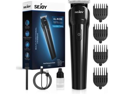 Aparador elétrico profissional de barba e cabelo com tela LED sem fio recarregável, 4 guias de corte para crianças adultas SEJOY