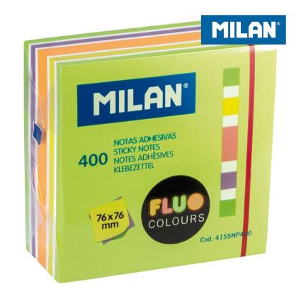 BLOQUE 400 NOTAS ADESIVAS CORES FLUOR 76X76 MM 