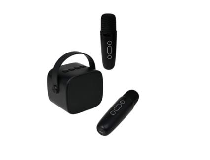 PARTY Altifalante Bluetooth 5.1 com 2 microfones de karaoke sem fios Modelo Party Btmic 15W Preto