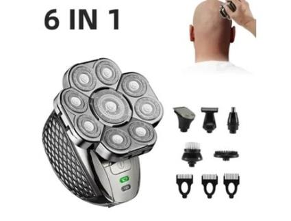 6 in1 Grooming Kits Electric Shaver Facial Body Electric Razor Para Homens Cabelo Barba Trimmer Cabeça Calva Máquina de barbear recarregável