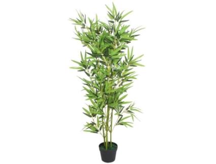 Planta Artificial Decoração Interior Jardim com Vaso de Bambu 120 cm Verde OVONNI