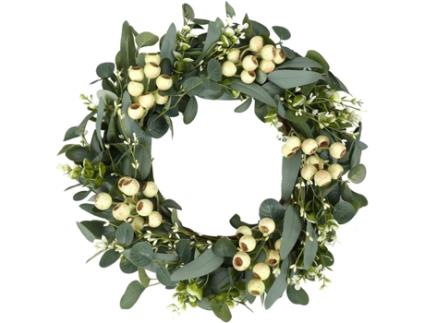 Guirlanda de Eucalipto Artificial com Frutas Vermelhas, Decoração de Porta TOVBMUP