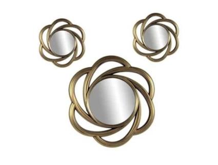 Conjunto de 3 espelhos de parede decorativos dourados antigos 20-35 cm 836855