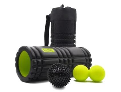 Kalahari Kit De Rolo De Espuma 3 Em 1 Ebook - Foam Roller, Bola Dupla, Bola Com Pontos De Massagem E Bolsa Prática - Massagem Muscular Miofascial