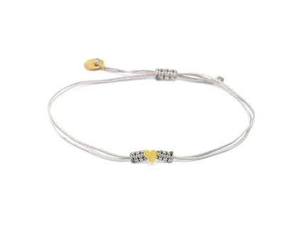 Pulseira infantil coração - A estrela da sorte Cinza - Ajustável - Arame e latão - 5mm