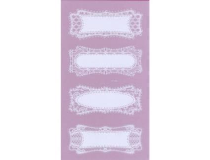 Adesivo de renda - Retângulo - 8 peças - Sementes criativas Brancas