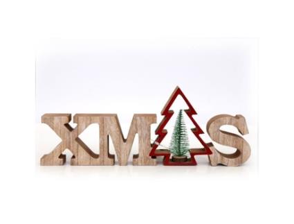 Decoração de Natal - SIL - Natal Natural - MDF - Castanho - 30,5x2x11,5 cm