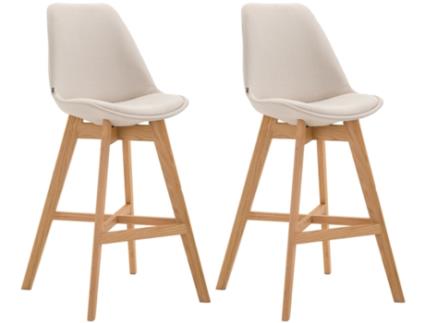 Conjunto de 2 bancos de bar Cannes em tecido creme/natura CLP
