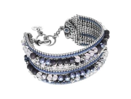 Pulseira de contas tecidas - Franck Herval Bleu - Prata - Mulher - 18 cm - Cristais SWAROVSKI ELEMENTS