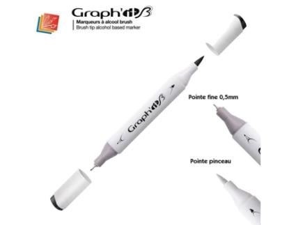 Marcador de álcool GraphIT Brush Marker da GraphIT - Tabela de cores Graphit9909 - Preto