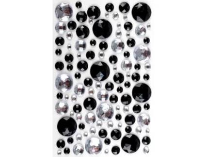 Adesivos de strass redondos pretos cristal 0,5 a 2 cm x 106 unidades - MEGACRÉA - Autoadesivos