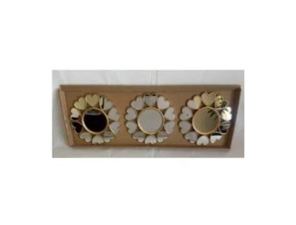 Conjunto de 3 espelhos decorativos de parede com espelho de corações 25 x 25 cm 854118