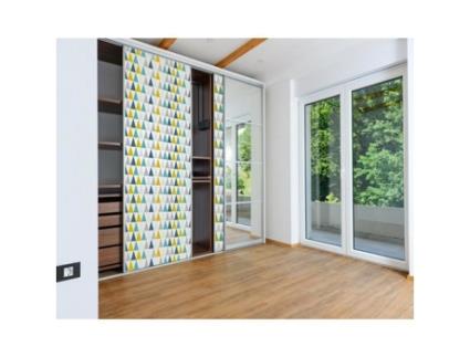 Autocolante para porta de camarim doméstico - L. 67 x l. 250 cm - Branco multicolorido