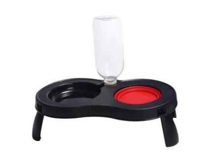 1 peça 2 em 1 dispensador com tigela doméstica portátil e garrafa de água automática para gato e cão disco vermelho WD199442