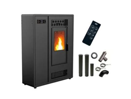 Salamandra pellets a ar Slim Astral 12,2 kW Preto Sannover Kit de ligação das condutas de chaminé