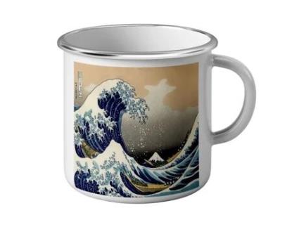 Caneca - FABULOUS BIJOUX - Hokusai Kanagawa - Metal esmaltado - Inquebrável - Compatível com máquina de lavar louça