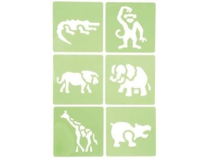 Estêncil de plástico de animais da selva - pacote de 6