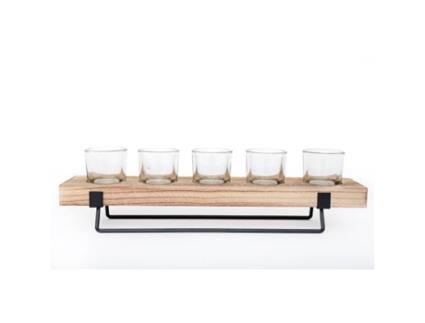 Castiçal de madeira e metal design Lix - C. 46 x A. 12 cm - Preto
