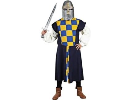 Sobretudo ou traje xadrez preto medieval para homem