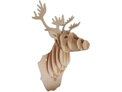 Kit de construção em madeira FSC - QUAY - Cabeça de caribu - Fácil montagem - Certificado ecológico