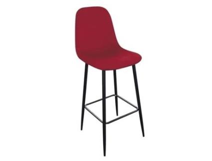 Banqueta alta de veludo vintage Inoui - H. 110 cm - Borgonha - URBAN LIVING - Vermelho - Tecido - Vintage