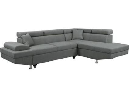 Sofá esquinero ''Sophia luxe'' - Gris - Esquina derecha (265 x 190.5 x 80/91 cm)