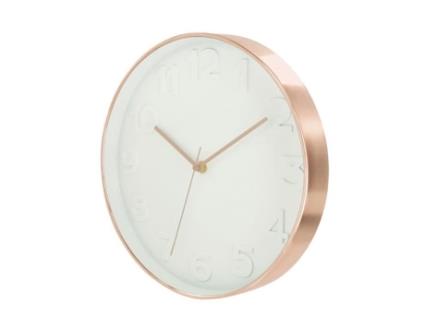 Relógio redondo Deco Chic - Diam. 12 - Branco e Cobre
