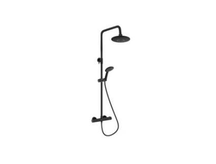 Conjunto para Duche e Banheira Termostático preto. Aço inoxidável, extensível de 128 a 161cm torneira monocomando.