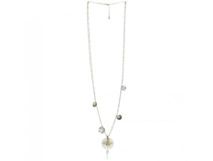 Colar longo - FRANCK HERVAL - Adele - Hematita - Madrepérola Branca - Conta de Vidro