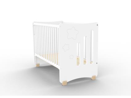 Cama Madeira Estrelas Carbebe Branca 120x60cm