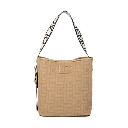 Lola Casademunt BOLSO SHOPPER EN TEJIDO MONOGRAMA, Beige - Ref.