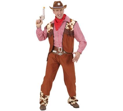 Fato de cowboy xadrez para homem