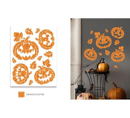 Adesivo de abóbora com efeito glitter 30x40 cm
