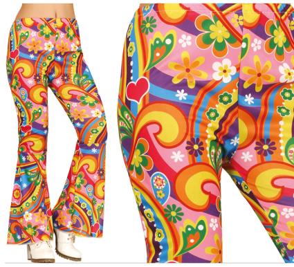 Calça Hippie com flores multicoloridas para mulheres
