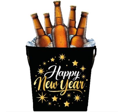 Feliz Ano Novo Cubo de Metal 19x23 cm