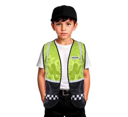 Colete policial xadrez verde infantil