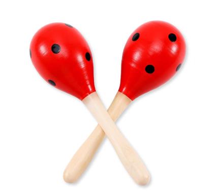 Maracas de madeira com bolinhas de 20 cm