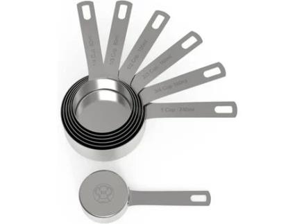 Chef Pomodoro Aço Inoxidável Conjunto de Copos de Aço Aninhado e Empilhável com 7 Pcs Marcações a Laser e Anel de Classificação para Molhado e Seco