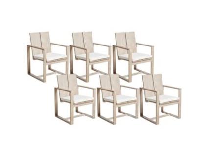 Conjunto de 6 sillas de jardín con cojines BELIANI Azzanello de Madera de acacia Madera clara 63x61x90
