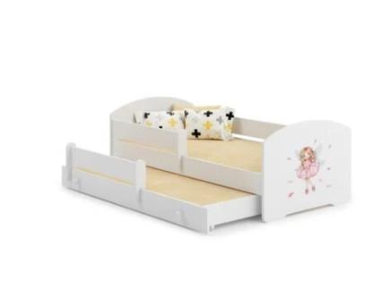 Cama dupla 160 x 80 com colchões e estrados incluídos Kobi Luk Girl with wings