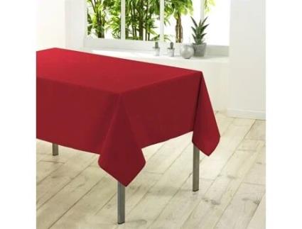 Toalha de Mesa DOUCEUR DINTERIEUR Retangular Lisa Essentiel Poliéster Vermelho (140x200cm)
