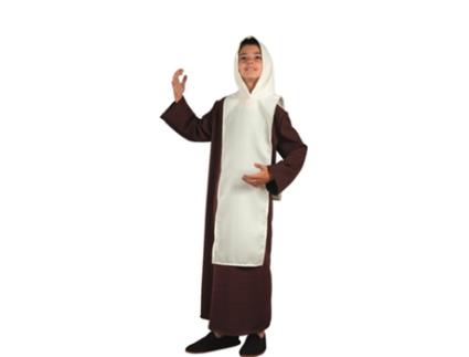 Fato de monge medieval castanho e branco para criança