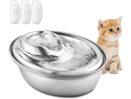 Fonte de Água para Cães e Gatos - Aço inoxidável, 2L, 3 filtros BRAWDRESS
