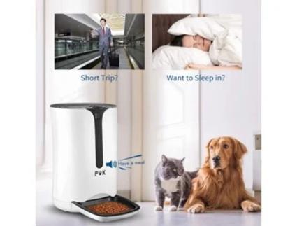 Distribuidor de alimentos secos para cães e gatos, dispensador automático de alimentos 7L, gravação de voz programável, 4 refeições por dia BRAWDRESS