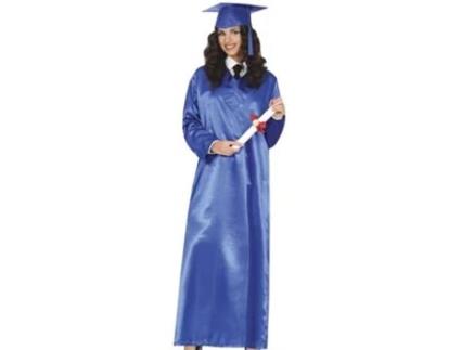 Traje de graduação azul adulto