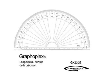 Transferidor de 1/2 círculo - GRAPHOPLEX - Ø 30 cm - Acrílico - Misto - Contorno graduado