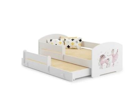 Cama dupla 160 x 80 com colchões e estrados incluídos Kobi Luk Girl with unicorn